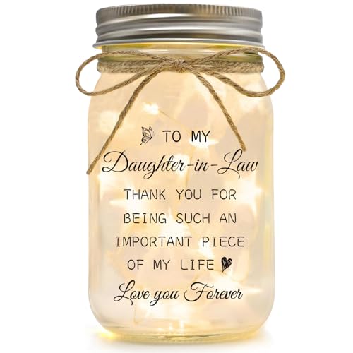 Daughter in Law Gifts, Daughter in Law Birthday Gifts from Mother in Law | Mothers Day Valentines Christmas Wedding Gifts for Mason Jar Night Lights - color: Daughter-in-Law123