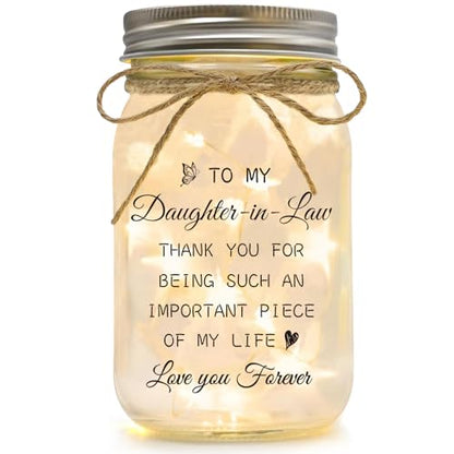 Daughter in Law Gifts, Daughter in Law Birthday Gifts from Mother in Law | Mothers Day Valentines Christmas Wedding Gifts for Mason Jar Night Lights - color: Daughter-in-Law123