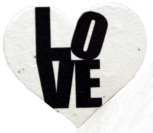 Of The Earth Handmade Paper - Wildflower Seed Paper Small Heart Tags - Calligraphy Variations - 1.75" X 1.5" - Set of 50 (Love Squared) - color: Love Squared
