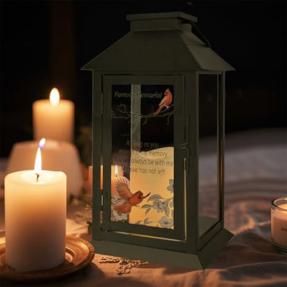 Memorial Lantern Bereavement Gifts Sympathy Gifts Forever Memorial Personalized LED Candle Lantern, Black - color: Black