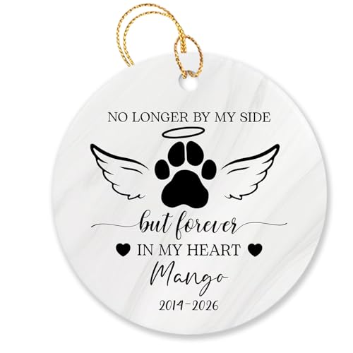 Personalized No Longer by My Side But Forever in My Heart Ornament Gift for Loss of Dog Cat Lover, Custom Name Year Forever in Our Hearts Dog Cat Pet Ornament Xmas 2026, Pet Memorial Ornament - color: Forever in My Heart Ornament