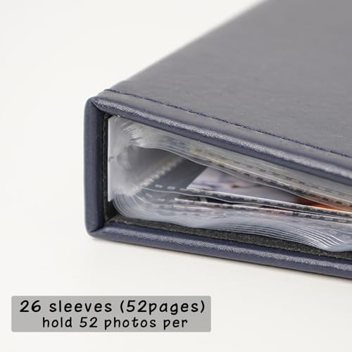 Photo Album 5x7 52 Pockets Pack of 2 Leather Cover Picture Book Holds 5x7 Photos for Wedding, Baby, Family, Graduation - color: Blue, size: 5x7 (2 PK)
