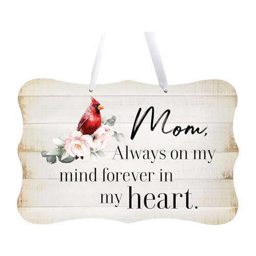 LifeSong Milestones Memorial Wall Hanging Signs Bereavement Keepsake Condolence Funeral Gift For Loss of Loved One 8x12 (Mom, Always On My Mind (White)) - color: Mom, Always On My Mind (White)