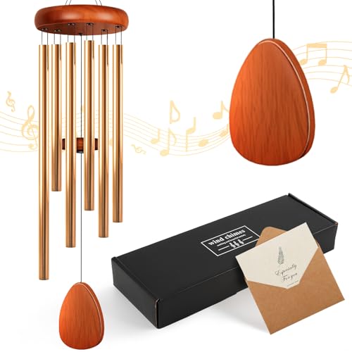 Wind Chimes for Outside, Fathers Day Dad Gifts for Men & Gifts for Women, Mom, Grandma, Deep Tone Soothing Melodic Chimes, Memorial & Sympathy Wind Chimes, Suitable for Garden, Porch & Patio Decor - color: Golden