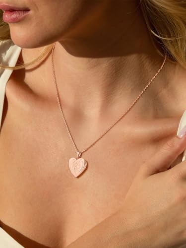 U7 Women Locket Necklace, Heart Photo Lockets Hold Picture, Gift Box Packed | Gold/Silver/Rose Locket Charm, Custom Picture and Engravement Heart Pendant, 20" Chain, Personalized Gift for Mom Wife Friend - color: 03# Rose Gold*2 Heart