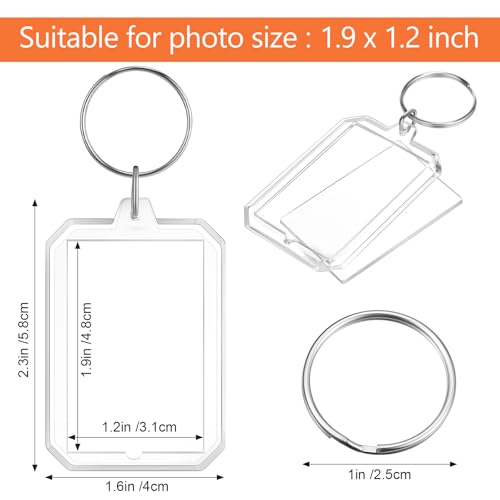 Junkin 150 Pack Acrylic Photo Keychains Clear Personalized Picture Frame Keychain Holder Blank Photo Insert Keyring DIY Favor - style: Octagon