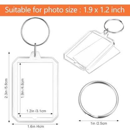 Junkin 150 Pack Acrylic Photo Keychains Clear Personalized Picture Frame Keychain Holder Blank Photo Insert Keyring DIY Favor - style: Octagon