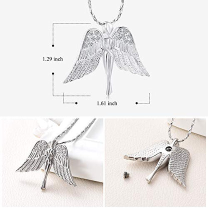 Imrsanl Cremation Jewelry Keepsake Angel Wings Urn Necklace for Ashes - color: Customize