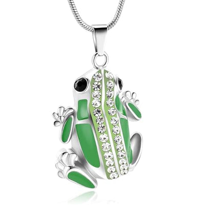 Frog Urn Necklace for Ashes Animals Cremation Jewelry Stainlee Steel Memorial Necklaces Keepsake Jewelry Ashe Holder Pendant for Human Ashes with Filling Kits - color: Green