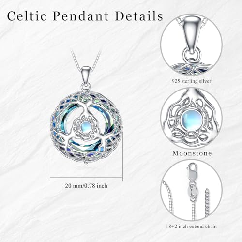 WINNICACA Celtic Knot Necklace 925 Sterling Silver Celtic Pendant Irish Urn Necklace Jewelry Birthday Anniversary Valentine's Day Gifts for Her Women Wife Girlfriend Daughter - style: 5-Celtic Tree of Life Necklace