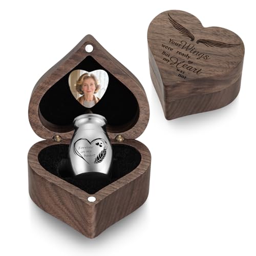 SOITIS Customized Heart Wood Urn Box Mini Urns for Human Ashes 1.2 Inches Small Urns for Human Ashes Keepsake Engraving Heart Cremation Keepsake Urn Small Urn for Ash for Women Men - color: Heart Box B-custom