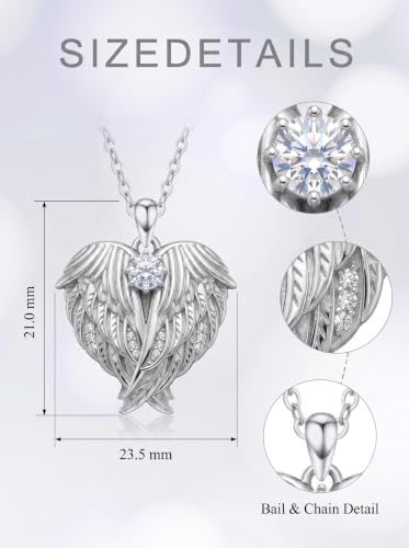 Poiuy Photo Locket Necklace for Women, Heart Picture Pendant Photo Necklace Jewelry Christmas Memorial Birthday Gifts for Women Daughter Mom - color: Angel Wing Locket Necklace