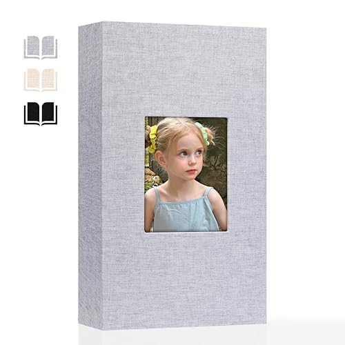 Aevdor 4x6 Photo Album, Holds 300 Photos, Linen Cover with Window, Grey - color: Grey