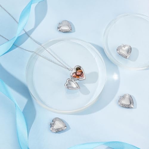 UNICRAFTALE 20Pcs 22.5mm Stainless Steel Photo Pendants Heart Locket Pendants Heart Memory Locket Charms Metal Hearts Charms Photo Lockets Necklace Pendant for Jewelry Making Charms