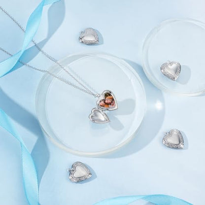 UNICRAFTALE 20Pcs 22.5mm Stainless Steel Photo Pendants Heart Locket Pendants Heart Memory Locket Charms Metal Hearts Charms Photo Lockets Necklace Pendant for Jewelry Making Charms