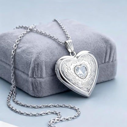 Locket Necklace That Holds Pictures Birthstone Lockets for Women Photo Locket - style: April-birthstone