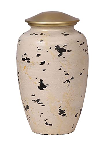 BOLD & DIVINE Wooden Distressed Cremation Urn | Human Ashes Adult Memorial urn, Burial, Funeral Cremation Urns | 200 Cubic Inches (Large/Adult) with Unique Velvet Bag - color: Wooden Distressed