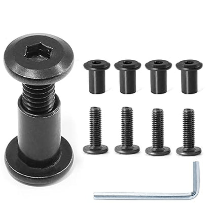 M6x20mm Hex Drive Socket Cap Bolt, Black, 10 Pair (20 Piece) | Allen Wrench Included, Countersunk Screw Barrel Nuts, Binding Screws, For Crib Replacement Belt Cabinet - color: Black, size: M6x20mm