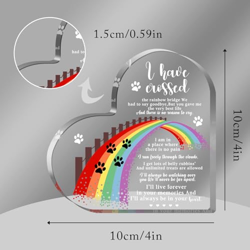 Xendelow Pet Memorial Gifts, Sympathy Gifts for Loss of Dog Cat, Pet Sympathy Present, Pet Memorial Acrylic Rainbow Bridge Decorations, Condolences Gift for Remembrance, Bereavement Gift for Loss Pet - style: 004