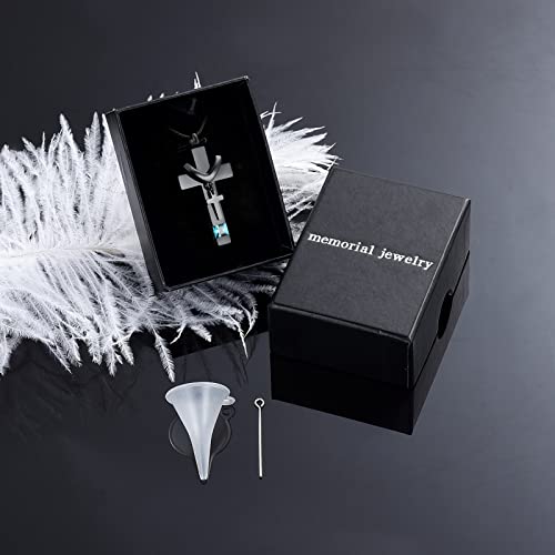 Forever in My Heart Birthstone Personalized Double Cross Urn Pendant Cremation Jewelry for Ashes Cross Ashes Keepsake - color: Customize
