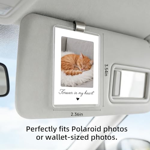 OFlyDesigns Pet Memorial Car Visor Photo Holder, Dog Loss Sympathy Gift for Women Men, Pet Remembrance Picture Frame for Car Sun Visor, Rainbow Bridge Keepsake for Dog Cat Lovers