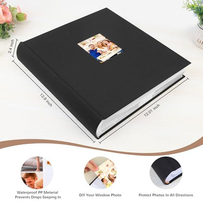 Photo Album 4x6 Vertical 600 Photos with Writing Space, Black - color: Black