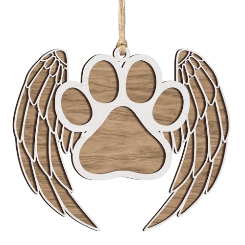 DIY Dog Memorial Ornament Angel Wings Pet Paw Print Decoration Personalize with Your Dog's Name Or Message Using a Marker Cat Keepsake Christmas Tree Hanging Decor for Pet Lover Friends Family - color: Diy Memory Pet Wing Ornament