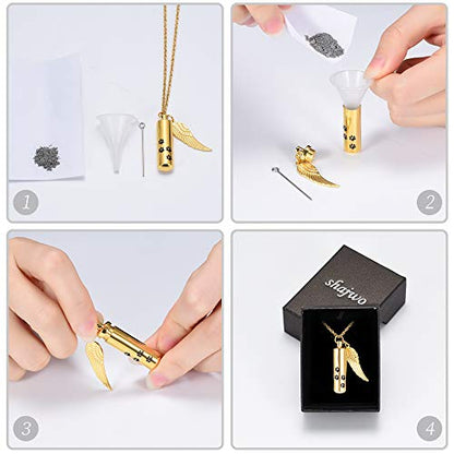 shajwo Cremation Jewelry Paw Print Urn Necklaces for Human Pet Ashes Cylinder Urn Pendant Keepsake Memorial Ash Locket Holder Necklace for Men Women - color: Gold