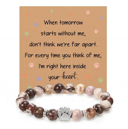Aelciyue Pet Memorial Mothers Day Birthday Xmas Valentines Day Gifts for Loss Of Cats Dogs Mom Dad Paw Print Gifts Bracelets - style: Brown Paw Print