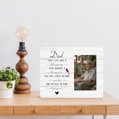 Dad Memorial Picture Frame Gifts for Loss of Father, In Loving Memory Wooden Picture Frames, 4x6 inch Photo - color: Yellow