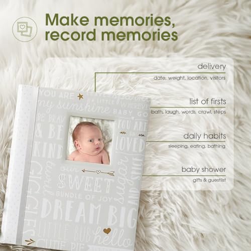 Lil’ Peach Gray Dream Big Baby Memory Book, First 5 Years Journal - style: Dream Big Gray