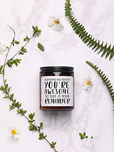 Inspirational Candle Gifts for Women Men,Thank You Gifts,7oz | Appreciation Encouragement Gift for Sister in Law Friend Nurse Wife Girlfriend,Sandalwood Rose Scented,Natural Soy Wax - color: Sometimes You Forget You're Awesome
