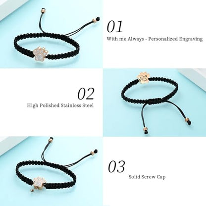 Hearbeingt Paw Print Urn Bracelet for Ashes Pet Cremation Jewelry | Stainless Steel,Adjustable Braided Rope,Mini Ash Holder for Dog Cat,Memorial Keepsake Jewelry, Bereavement Gift Pet Loss - color: A-Rose Gold