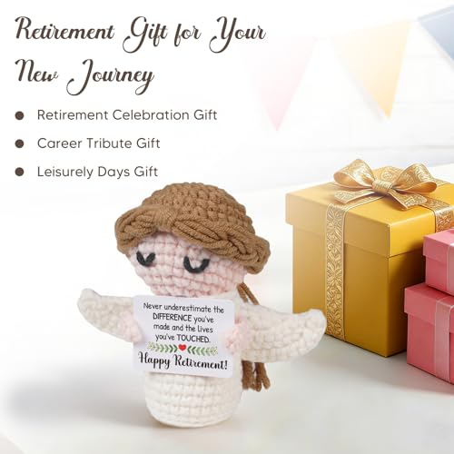 Retirement Gift for Woman 2026- Happy Retirement Angel Crochet - Funny Retirement Gifts for Women Men Teacher Nurse Principal Friend Coworker, Farewell Party Retired Gifts - style: Retirement Gifts