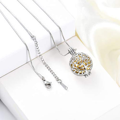 Cremation Jewelry Urn Necklace for Ashes with Hollow Mini Ball Keepsake Urn Pendant Memorial Jewelry for Ashes - color: Customize-1
