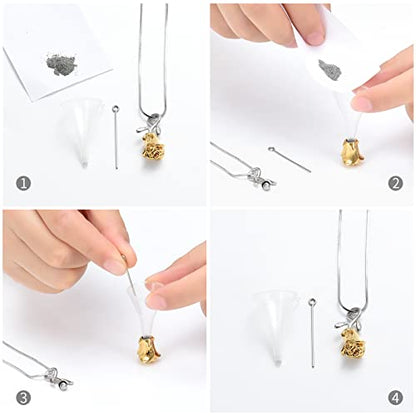 Rose Flower Cremation Urn Necklace for Ashes Stainless Steel Memorial Cremation Ash Jewelry Keepsake Pendant Necklace for Women Girl - color: Gold