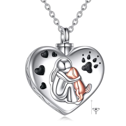 Dog/Turtle/Cross/Lotus/Tree of Life Urn Necklace for Ashes Heart Cremation Paw Pendant Jewelry Dogs Lover Memorial Gifts for Women - color: Silver-Dog Cremation Jewelry