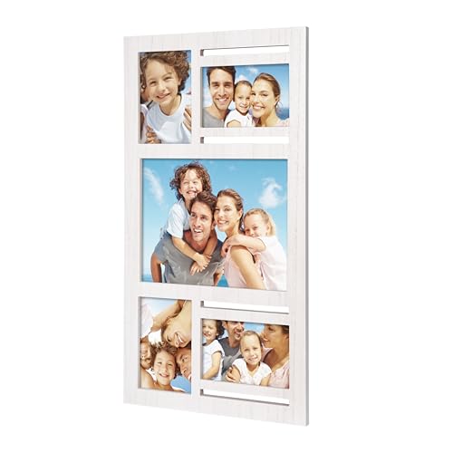 Collage Picture Frame for Wall – White Multi Photo Frame Holds 8x10 and 4x6 - color: White, size: 5 Opening-Mixed