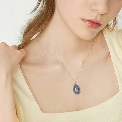 YAFEINI Virgen De Guadalupe Necklace 925 Sterling Silver Mother Mary Necklace Virgencita Jewelry Thanksgiving Day Gifts for Women - style: Guadalupe Urn