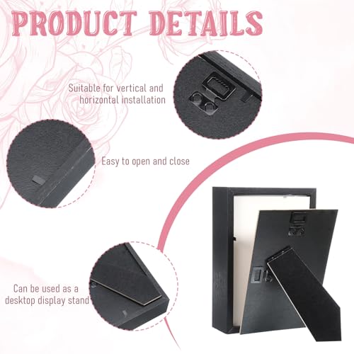 8 Pcs Shadow Box Frame, 4 x 6 Inch 3D Shadow Boxes Display Cases 1.2in Depth Picture Frame Case Wood Memory Display Cases for Dried Flowers DIY Craft Memorabilia Medals Photos(Black) - color: Black