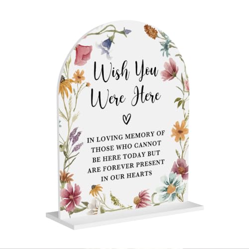 Acrylic Wedding Sign Open Bar Signs for Ceremony Modern Calligraphy White Arch Wildflowers Acrylic Table Top Signs for Wedding Reception and Event Party Table Decor 8x10 Inch - color: Open Bar