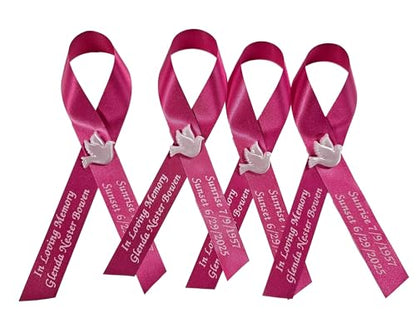 Amy's Bubbling Boutique 20 Personalized Memorial Service Ribbon Pins for Funeral Celebration of Life Name & Dates - Custom Ribbon Made Assembled Awareness