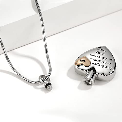 Heart Urn Necklace for Ashes Women Men Cremation Jewelry for Ashes Cremation Necklace In Memory of Loved One Grandpa Grandma Dad Mom Uncle Aunt Brother Sister Daughter Son - style: Wife