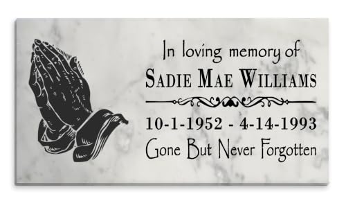 Personalized Prayer Hands Memorial Stone – Custom Marble Sympathy Plaque – In Loving Memory Bereavement Gift - color: Prayer Hands