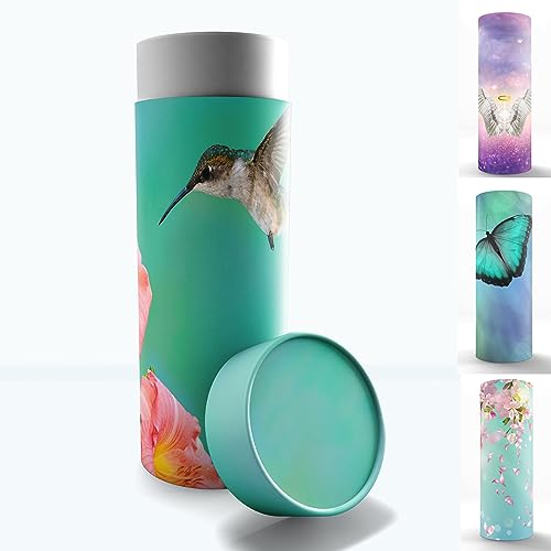 Hummingbird Scattering Tubes for Human Ashes TSA Approved Scattering Urn and Eco-Friendly Biodegradable Urns for Human Ashes & Biodegradable Urn for Burial at Sea - color: Hummingbird, size: Medium 10"x4"