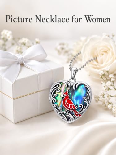 JKR Heart Picture Locket Necklace for Women That Holds Pictures Jewelry | Memorial Necklace with Picture Anniversary Birthday Gift for Women Wife Mom Girlfriend - color: Cardinal