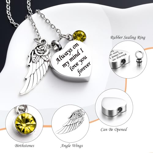 Fumete 5 Pcs Urn Necklaces for Ashes Cremation Jewelry - color: Light Yellow