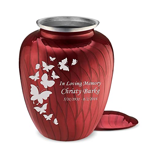 Geturns - Adult Custom Butterfly Cremation Urns for Human Ashes I Pearl Cany red Large Funeral Urn for Female and Male I 200 lbs - color: Pearl Candy Red