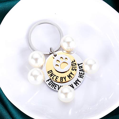 Dog Cat Pet Memorial Gifts Keychain for Pet Lover Remembrance Jewelry | Gifts for Loss of Pet Sympathy Condolences Dog Remembrance Gifts Men Women Pet Owner Once by My Side Keepsake Key Ring