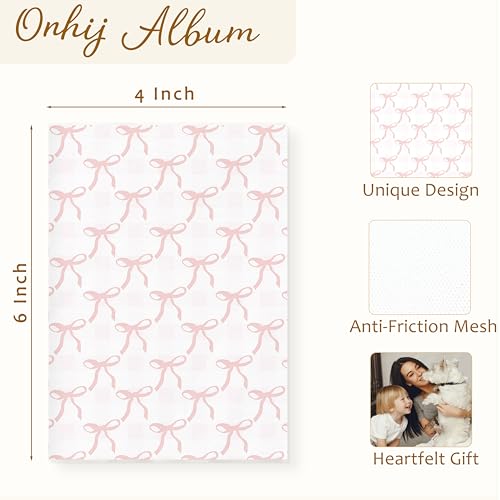 Coquette Pink Bow Photo Album 4x6 Hold 36 Photos, Trendy Preppy Aesthetic Small Photo Album Picture Memory Book Keepsake for Family Baby Travel Vacation - color: Pink Bow 2